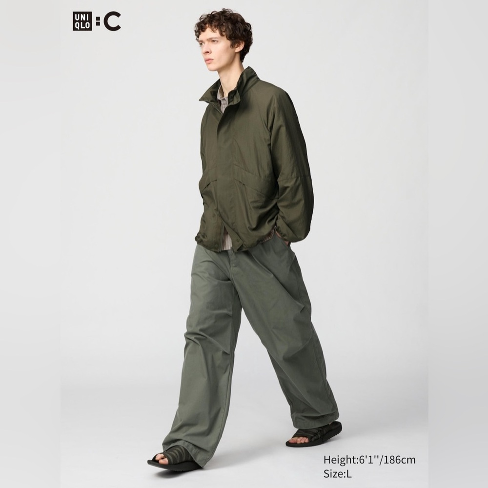Uniqlo Wide Parachute Pants Olive Green Medium NWOT